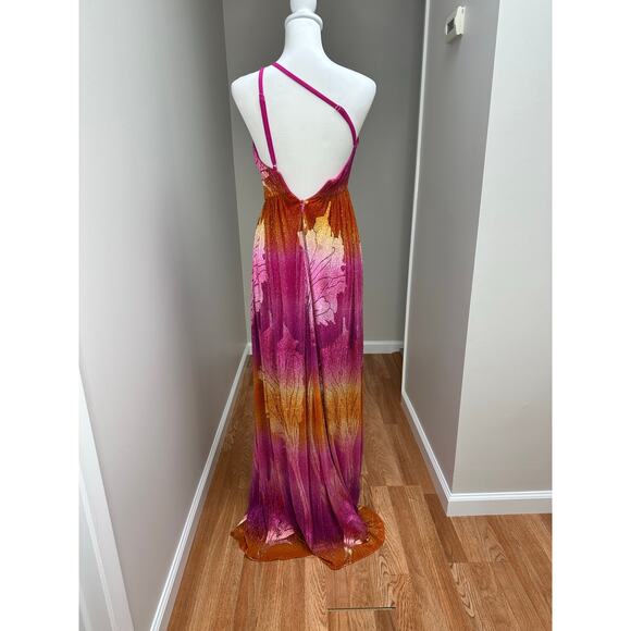 Dress The Population Meredith Metallic Ombré Plissé Gown size XS - Picture 5 of 7